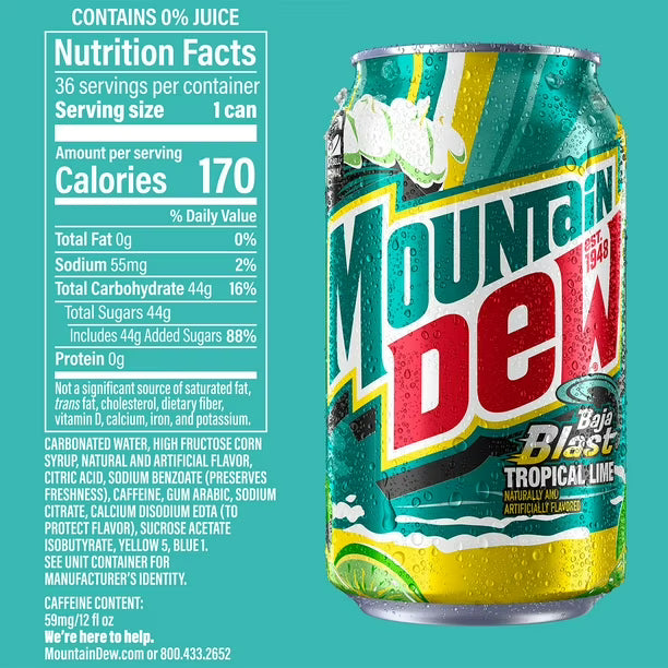 MOUNTAIN DEW BAJA BLAST 355ML