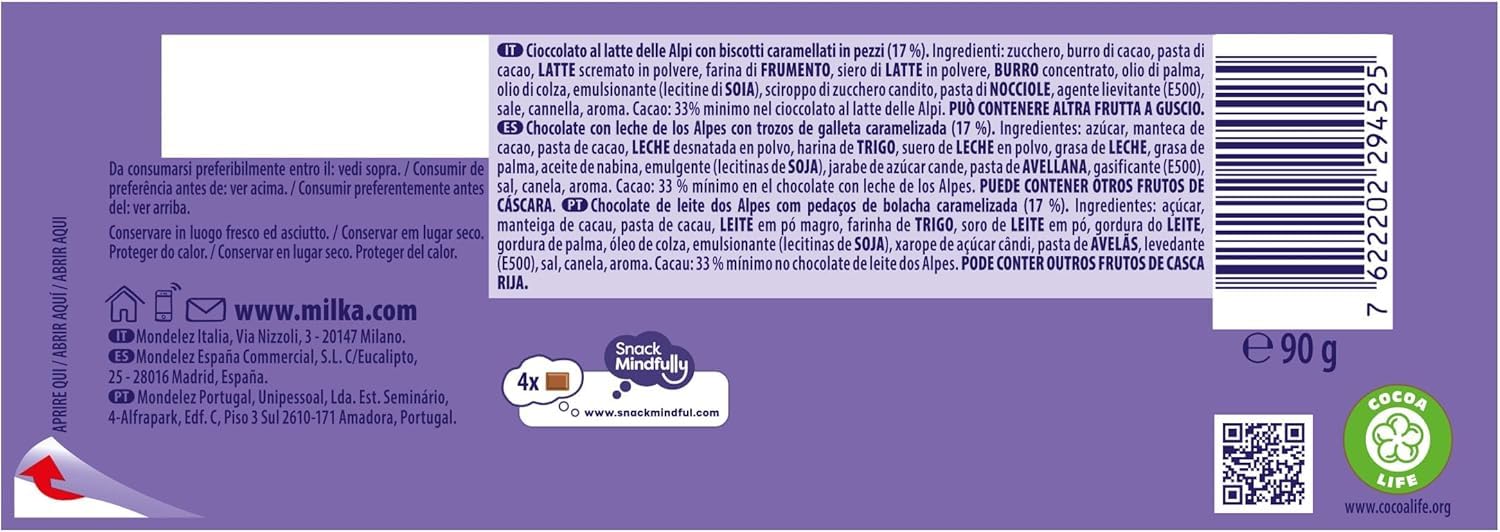 Milka Lotus Biscoff Chocolate Bar 90gm