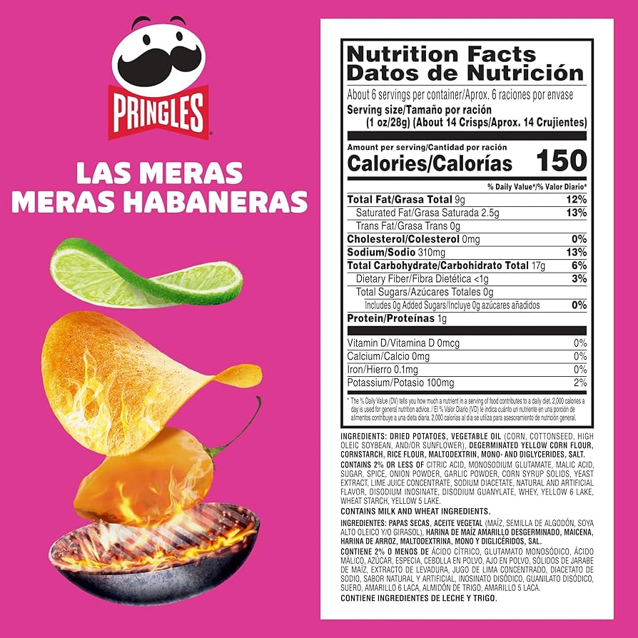 Pringles Las Meras Meras Habaneras Potato Crisps 158gm