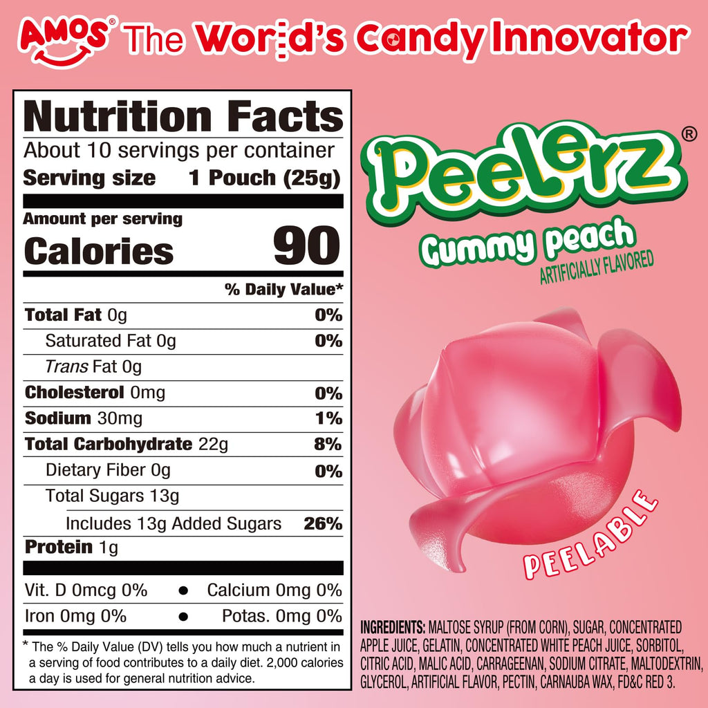 Amos Peelerz Peach Gummy 65gm