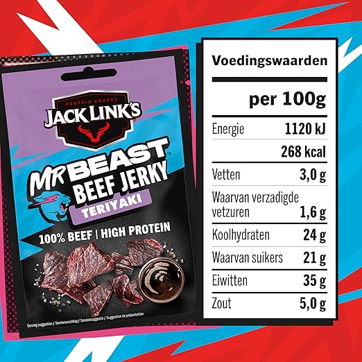 JACK LINK'S MRBEAST BEEF JERKY TERIYAKI FLAVOR 25GM