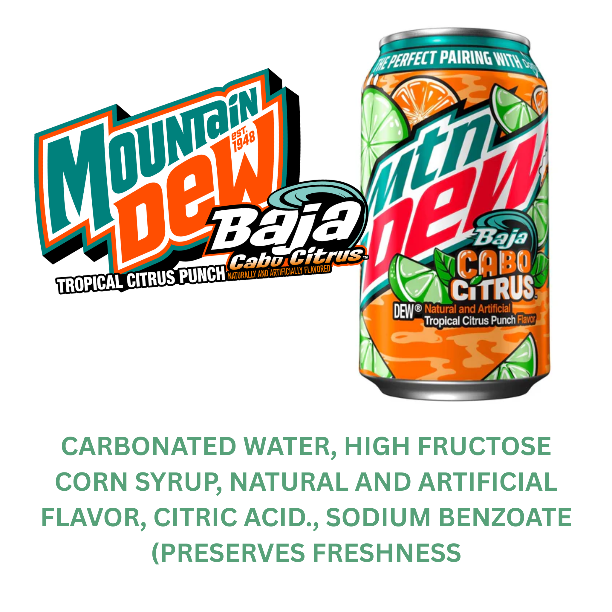 MOUNTAIN DEW BAJA CABO CITRUS 355ML