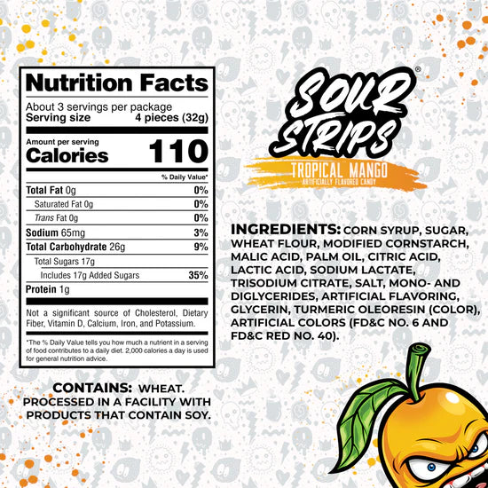 Sour Strips Tropical mango 96gm