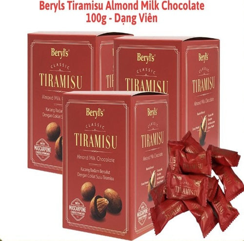 Beryl's Tiramisu Almonds Milk Chocolate 100gm