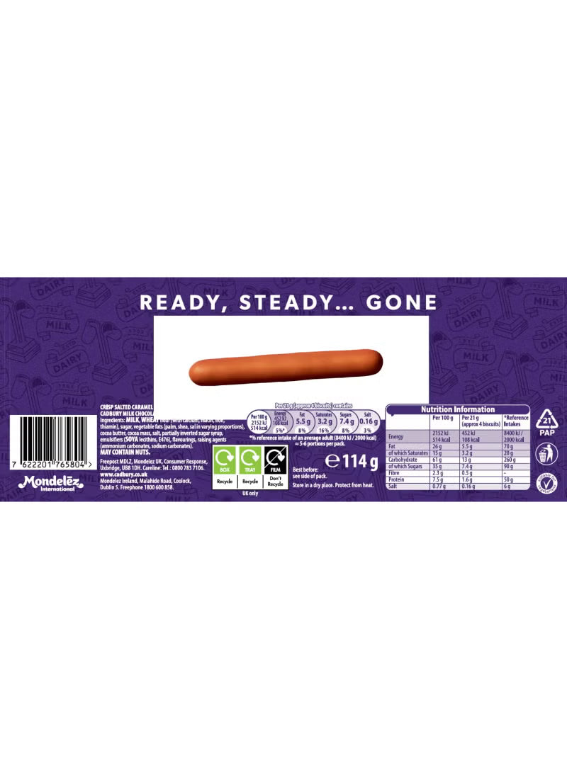 Cadbury Dairy Milk Salted Caramel Chocolate Fingers 114g