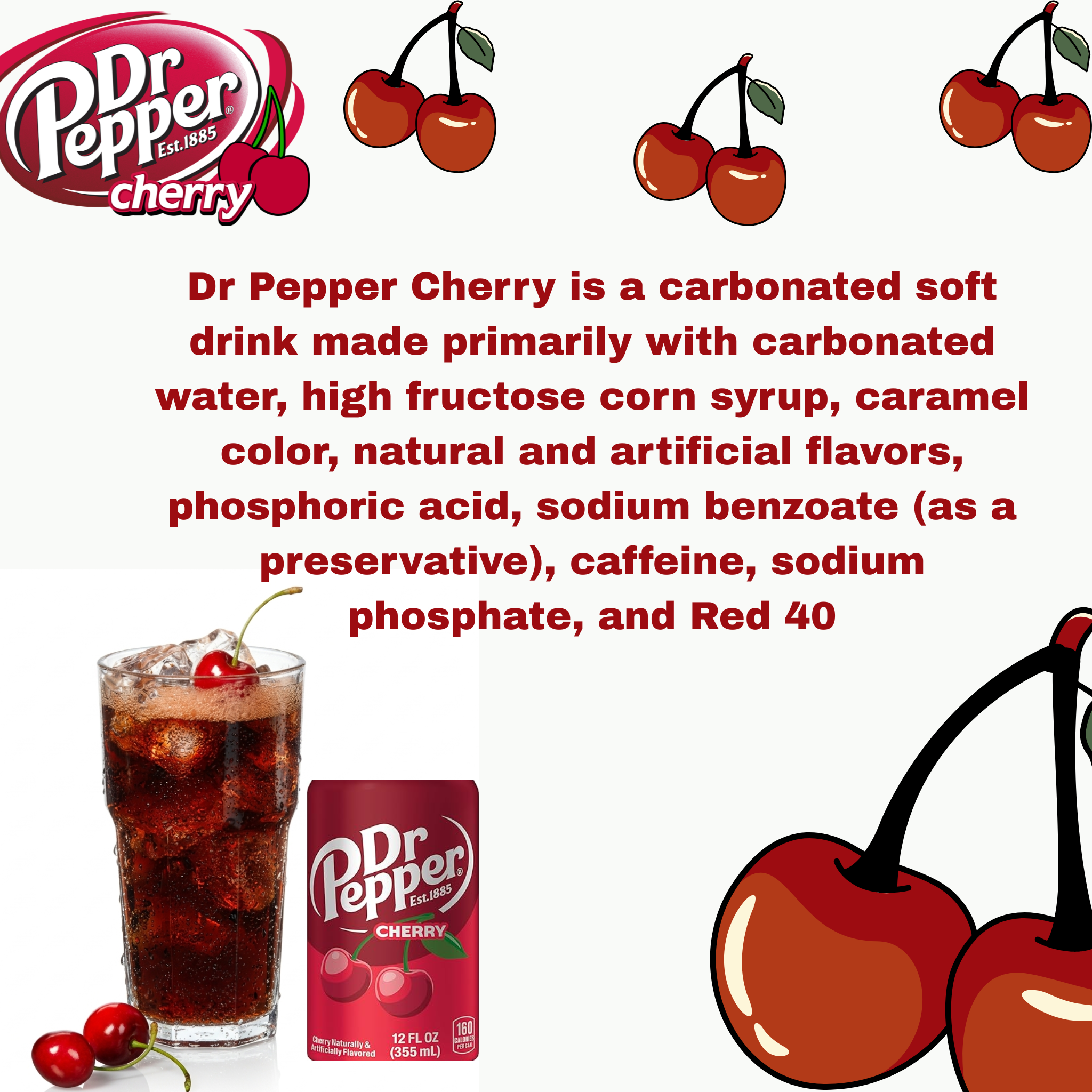 Dr. Pepper Cherry Soda Drink 355mL (USA)