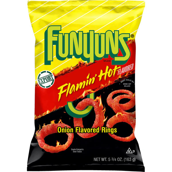 Funyuns Flaming Hot Onion Flavored Rings (163g) - Export