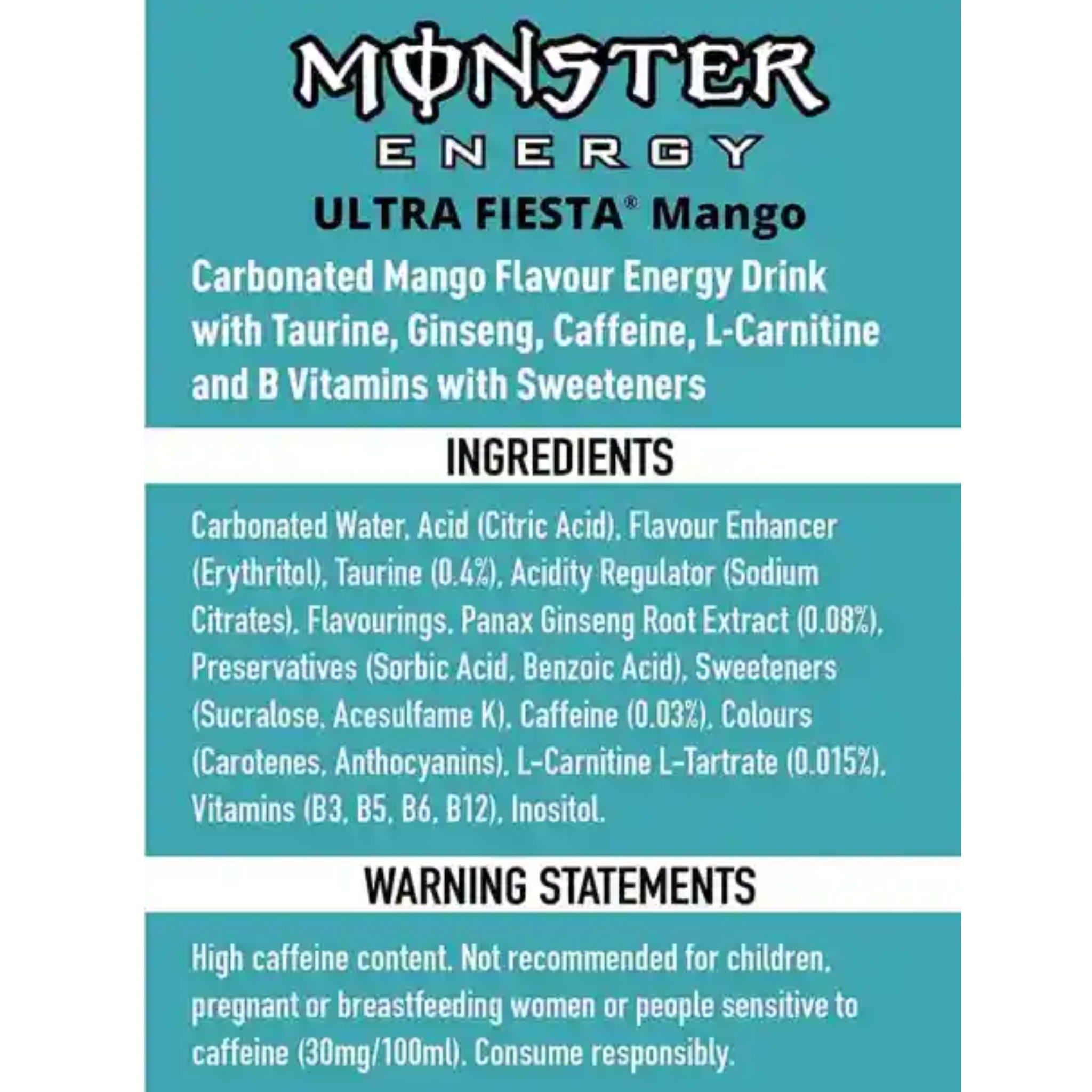 Monster Ultra Fiesta Mango Zero Sugar Energy Drink 550mL